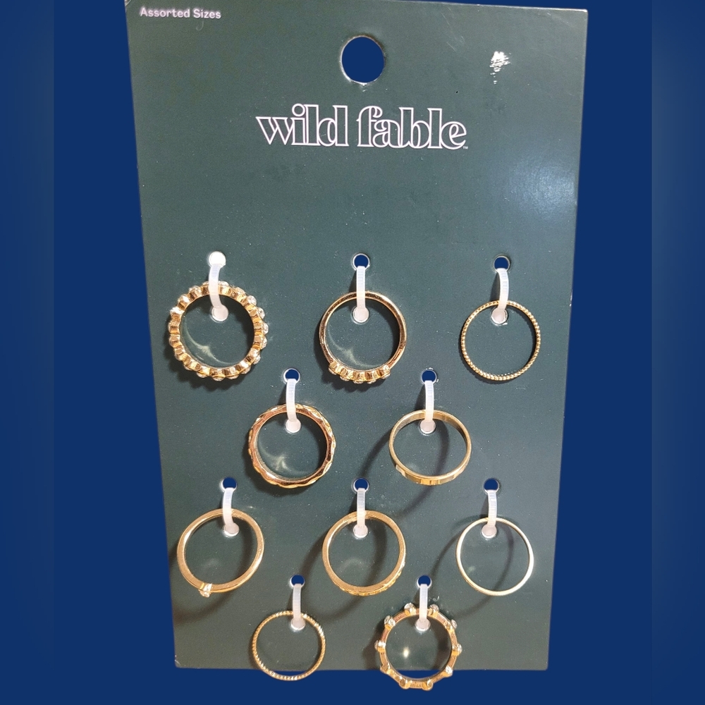 Set of 10 Gold Tone Rings